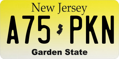 NJ license plate A75PKN
