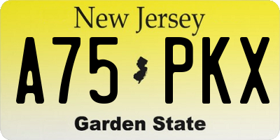 NJ license plate A75PKX
