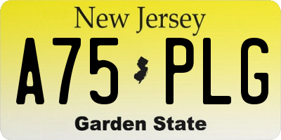 NJ license plate A75PLG