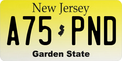 NJ license plate A75PND