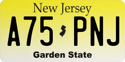 NJ license plate A75PNJ