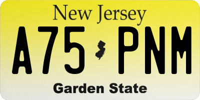 NJ license plate A75PNM