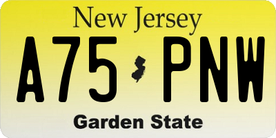 NJ license plate A75PNW