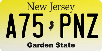 NJ license plate A75PNZ
