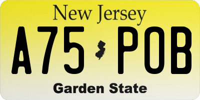 NJ license plate A75POB