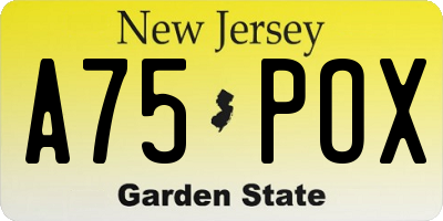 NJ license plate A75POX