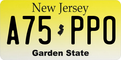 NJ license plate A75PPO