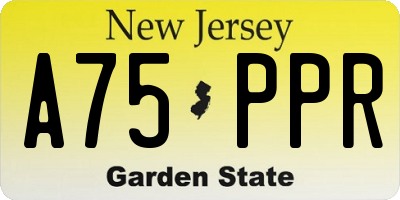 NJ license plate A75PPR