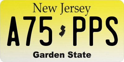 NJ license plate A75PPS
