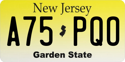 NJ license plate A75PQO