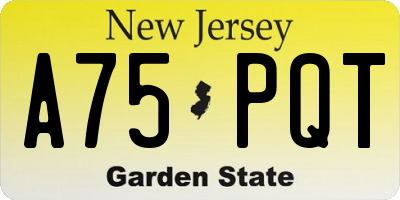 NJ license plate A75PQT