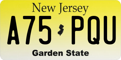 NJ license plate A75PQU