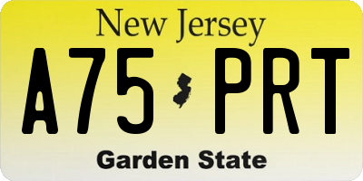 NJ license plate A75PRT