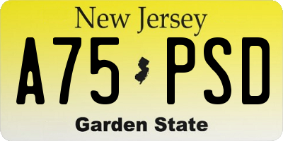 NJ license plate A75PSD