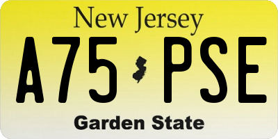 NJ license plate A75PSE