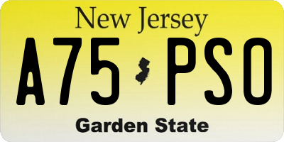 NJ license plate A75PSO