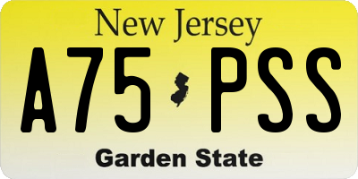 NJ license plate A75PSS