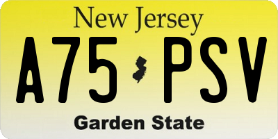 NJ license plate A75PSV
