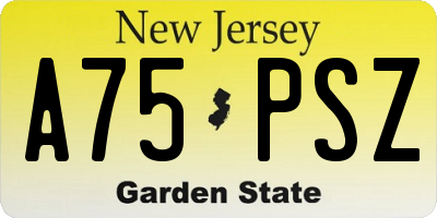 NJ license plate A75PSZ