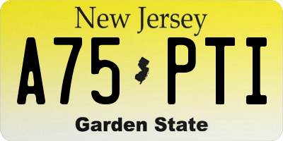 NJ license plate A75PTI