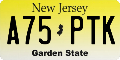 NJ license plate A75PTK
