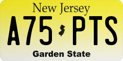 NJ license plate A75PTS