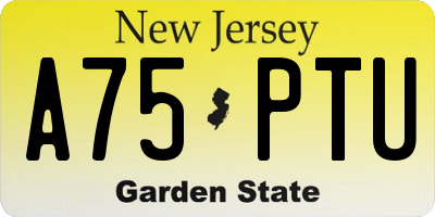 NJ license plate A75PTU