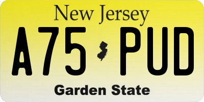 NJ license plate A75PUD