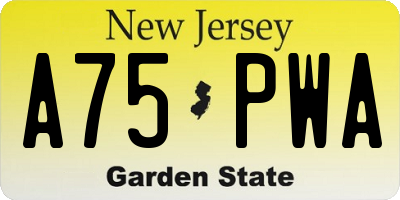 NJ license plate A75PWA
