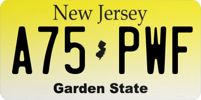 NJ license plate A75PWF