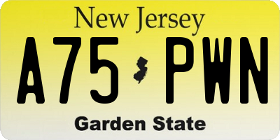 NJ license plate A75PWN