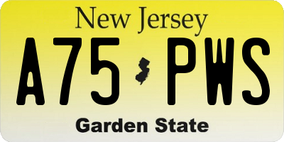 NJ license plate A75PWS