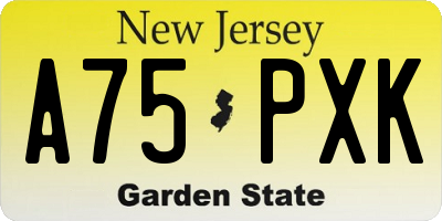 NJ license plate A75PXK