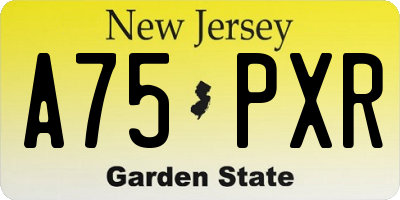 NJ license plate A75PXR