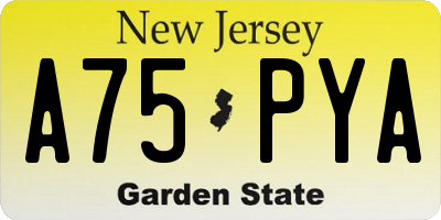NJ license plate A75PYA