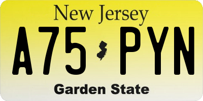 NJ license plate A75PYN