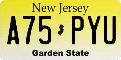 NJ license plate A75PYU