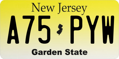 NJ license plate A75PYW