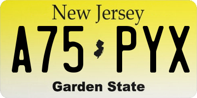 NJ license plate A75PYX
