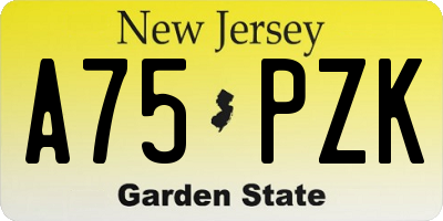 NJ license plate A75PZK