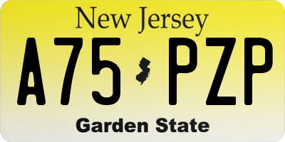 NJ license plate A75PZP