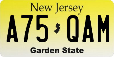 NJ license plate A75QAM