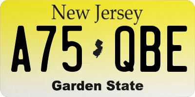 NJ license plate A75QBE