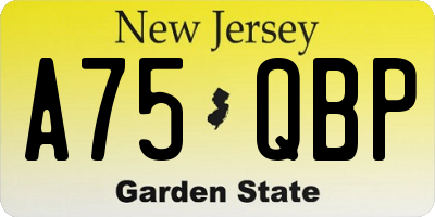 NJ license plate A75QBP