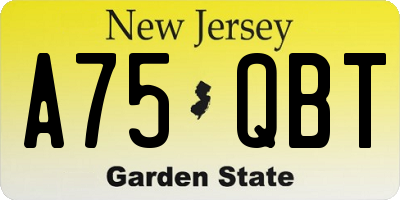 NJ license plate A75QBT