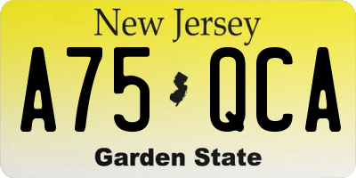 NJ license plate A75QCA