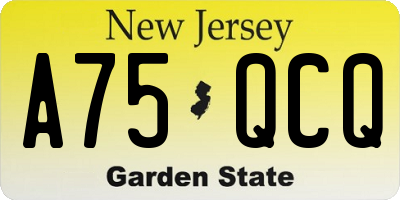 NJ license plate A75QCQ
