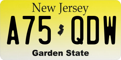 NJ license plate A75QDW