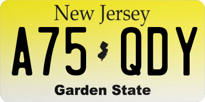 NJ license plate A75QDY