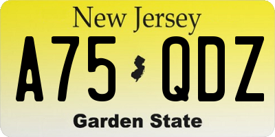 NJ license plate A75QDZ